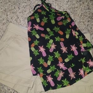Spaghetti strap pineapple silky like shirt